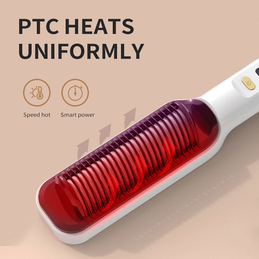 Anti-Scald Heated Hair Straightening Comb – Fast Heating Hair Straightener & Curler | Smooth, Frizz-Free Styling (Purple, Pink, White, Gold, Gray) Hair Straightener Comb