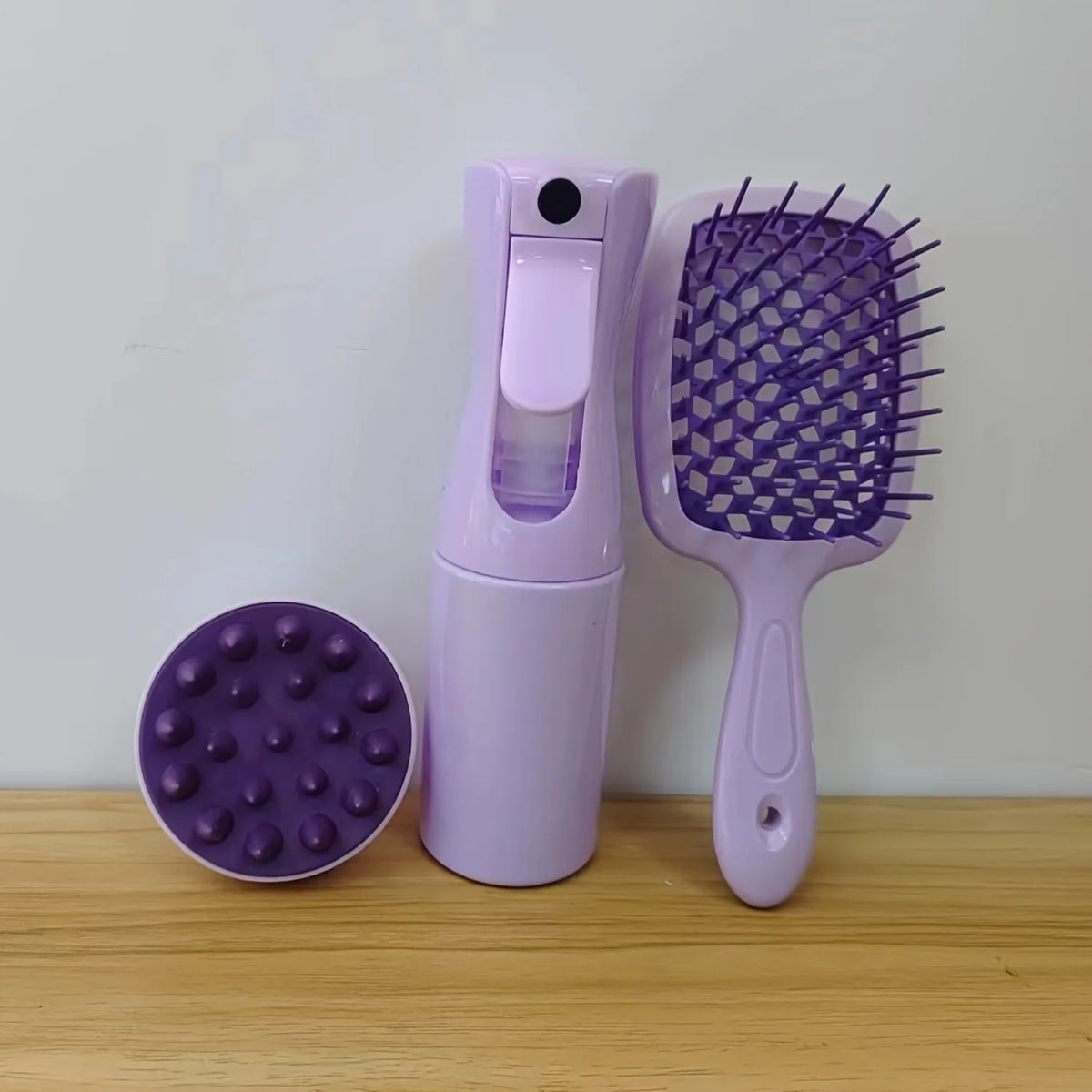 3pcs/Set Hairdressing Tools Set, Shampoo Brush, Hollow Out Detangling Hair Comb, Spray Bottle, Travel