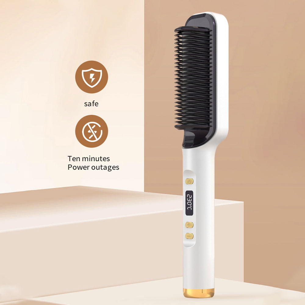 Anti-Scald Heated Hair Straightening Comb – Fast Heating Hair Straightener & Curler | Smooth, Frizz-Free Styling (Purple, Pink, White, Gold, Gray) Hair Straightener Comb