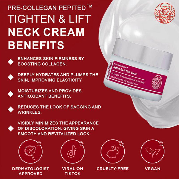 AngeRose Pre-Collagen Peptide Tighten & Lift Neck Cream, Pro-Collagen, Neck Care Flawless Smooth Tightening Comfort for women&men